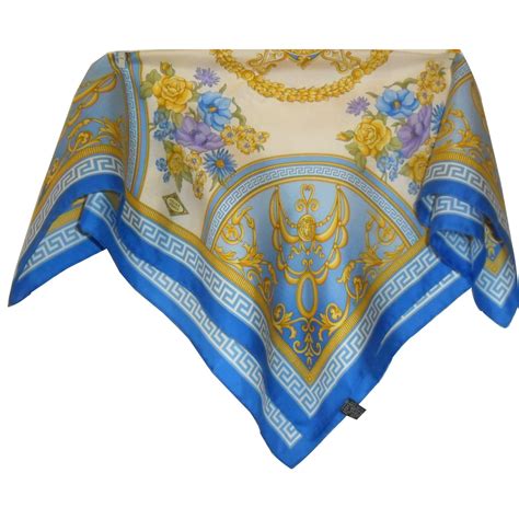 versace silk scarf blue|versace silk scarf price.